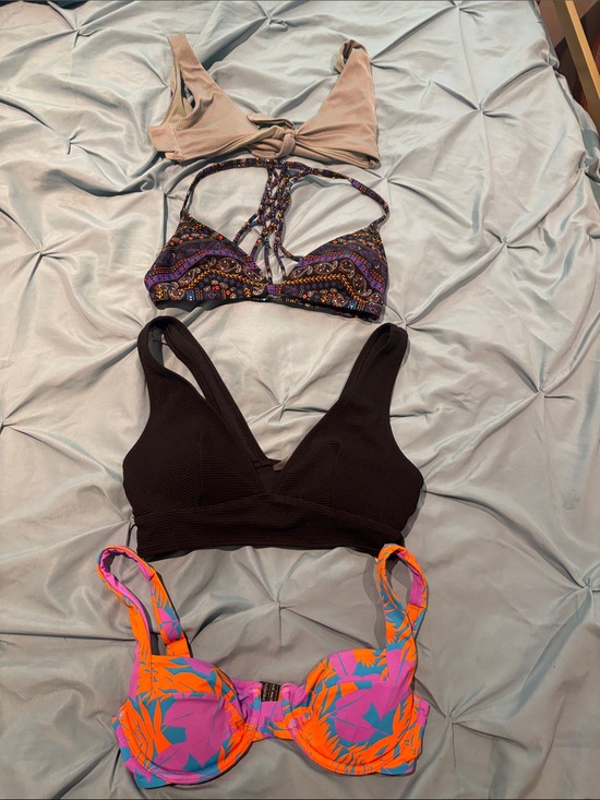 Other - Mixed Bikini Top Lot - Black, Beige, Purple Paisley, Neon Floral